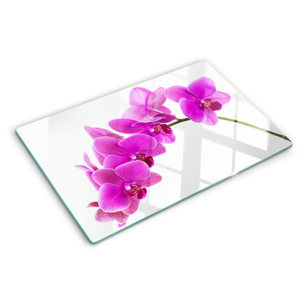 Tagliere in vetro temperato Fiori di orchidea nei toni del rosa