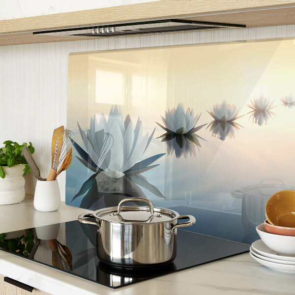 Tagliere in vetro temperato con motivo di fiori acquatici nelle tonalità pastello