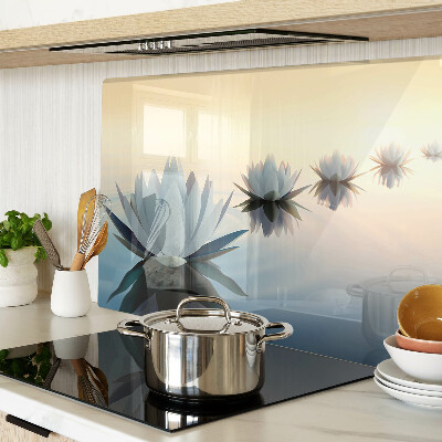 Tagliere in vetro temperato con motivo di fiori acquatici nelle tonalità pastello