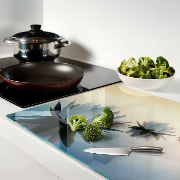 Tagliere in vetro temperato con motivo di fiori acquatici nelle tonalità pastello