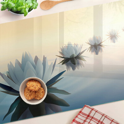 Tagliere in vetro temperato con motivo di fiori acquatici nelle tonalità pastello