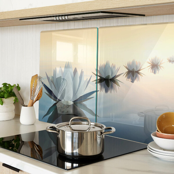 Tagliere in vetro temperato con motivo di fiori acquatici nelle tonalità pastello