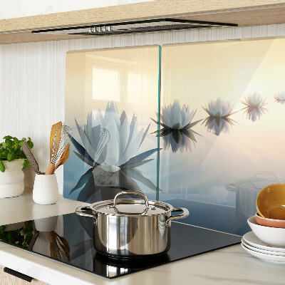 Tagliere in vetro temperato con motivo di fiori acquatici nelle tonalità pastello