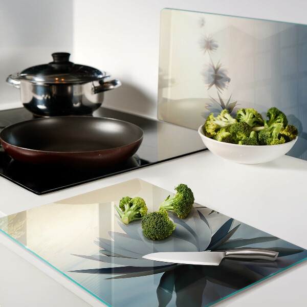 Tagliere in vetro temperato con motivo di fiori acquatici nelle tonalità pastello