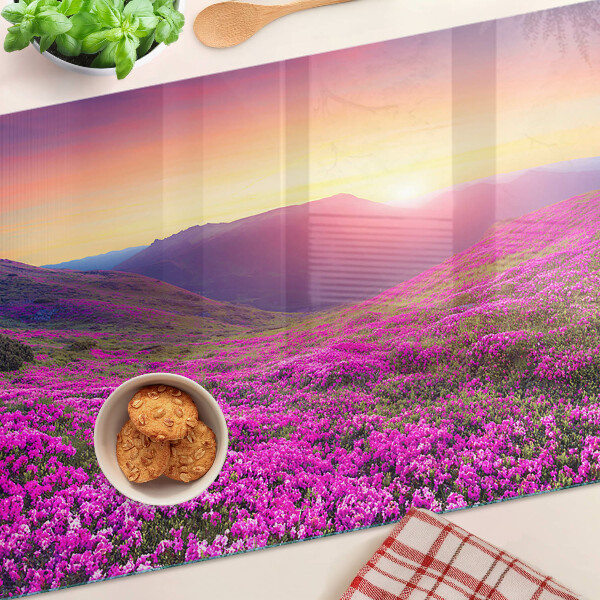 Tagliere in vetro temperato Paesaggio floreale al tramonto
