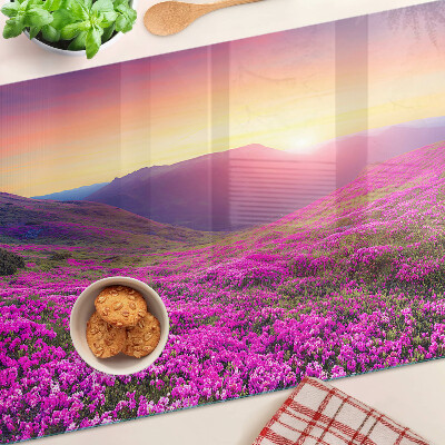 Tagliere in vetro temperato Paesaggio floreale al tramonto