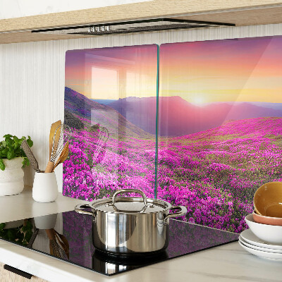 Tagliere in vetro temperato Paesaggio floreale al tramonto