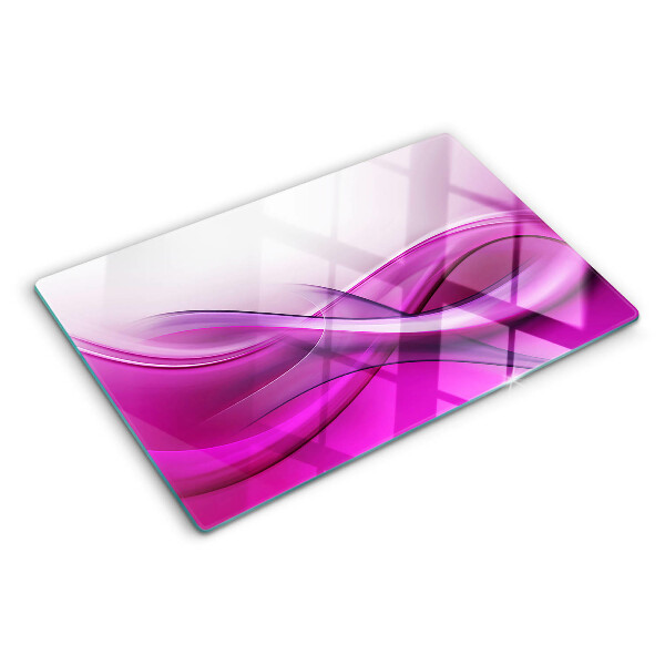 Tagliere in vetro temperato con motivo a onde nei toni del rosa