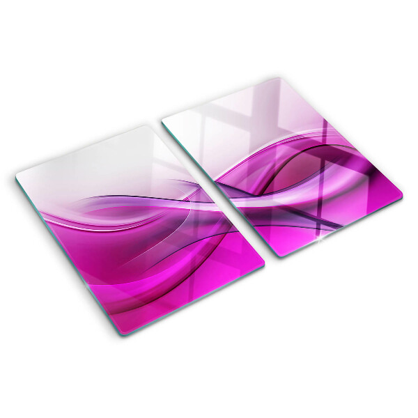 Tagliere in vetro temperato con motivo a onde nei toni del rosa