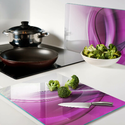 Tagliere in vetro temperato con motivo a onde nei toni del rosa