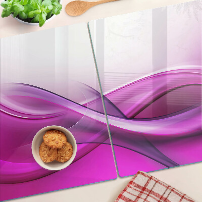 Tagliere in vetro temperato con motivo a onde nei toni del rosa