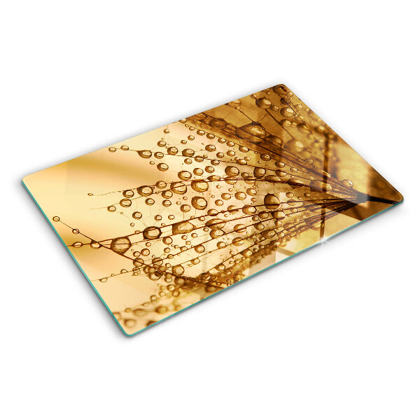 Tagliere in vetro temperato con stampa Gocce d'acqua sulla pianta