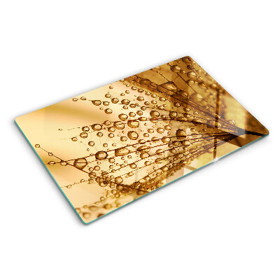 Tagliere in vetro temperato con stampa Gocce d'acqua sulla pianta