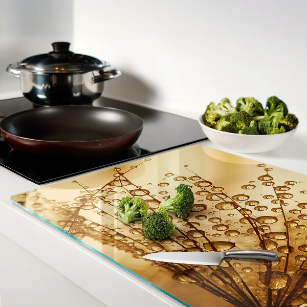 Tagliere in vetro temperato con stampa Gocce d'acqua sulla pianta