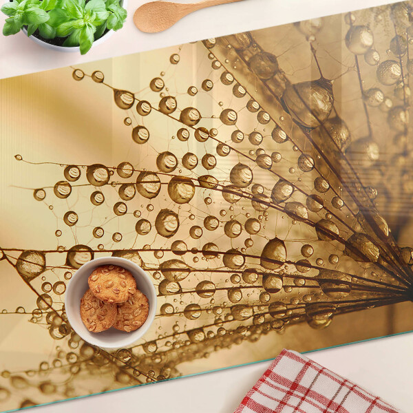 Tagliere in vetro temperato Gocce d'acqua sulla pianta