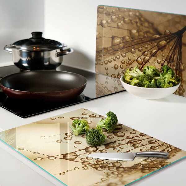 Tagliere in vetro temperato con stampa Gocce d'acqua sulla pianta