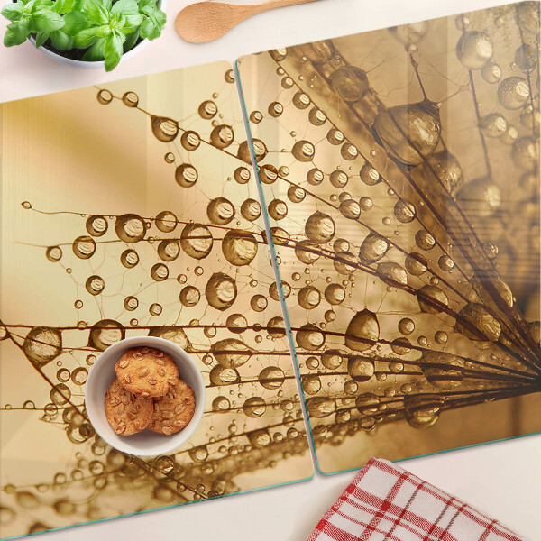 Tagliere in vetro temperato con stampa Gocce d'acqua sulla pianta