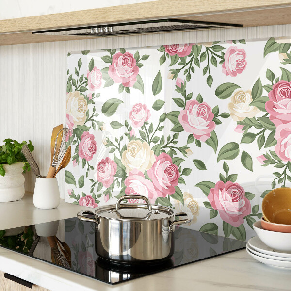 Tagliere in vetro con motivo floreale di rose