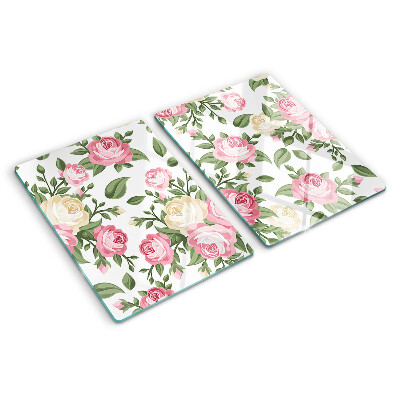 Tagliere in vetro con motivo floreale di rose