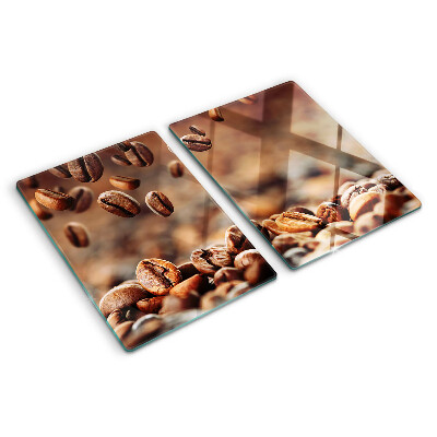 Tagliere in vetro temperato con stampa di chicchi di caffè in movimento