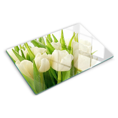 Tagliere in vetro temperato Tulipani in gocce d'acqua