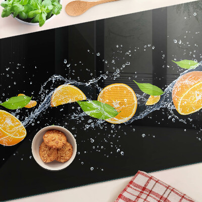 Tagliere in vetro temperato con motivo di agrumi immersi in acqua