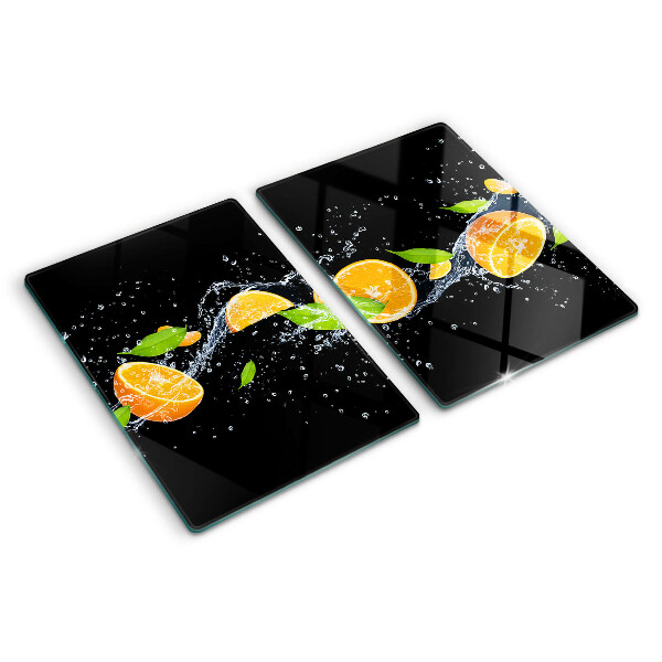 Tagliere in vetro temperato con motivo di agrumi immersi in acqua