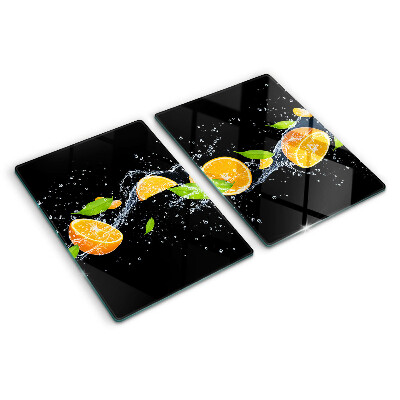 Tagliere in vetro temperato con motivo di agrumi immersi in acqua