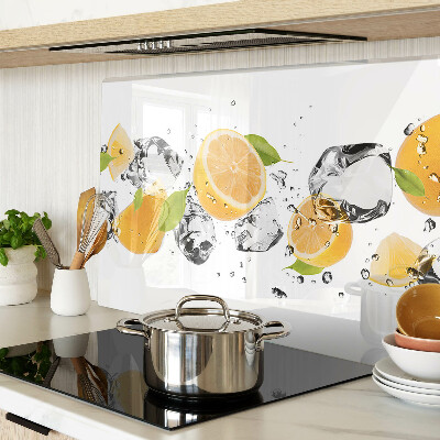 Tagliere in vetro temperato con motivo di limoni e ghiaccio