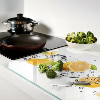 Tagliere in vetro temperato con motivo di limoni e ghiaccio