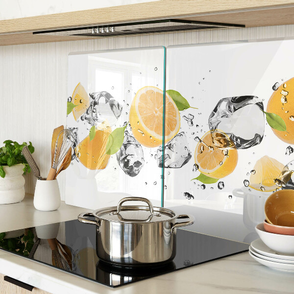 Tagliere in vetro temperato con motivo di limoni e ghiaccio