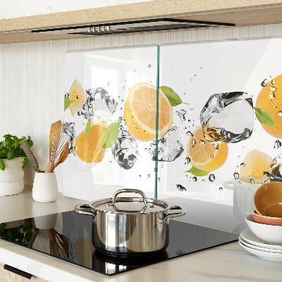 Tagliere in vetro temperato con motivo di limoni e ghiaccio