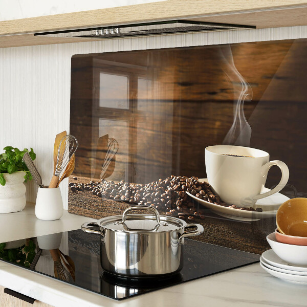 Tagliere in vetro con decorazione a motivo caffè e tazza