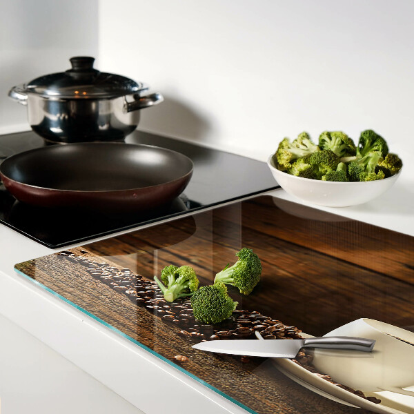 Tagliere in vetro con decorazione a motivo caffè e tazza