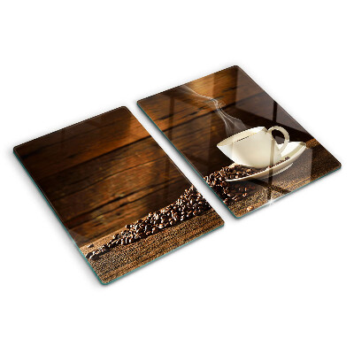 Tagliere in vetro con decorazione a motivo caffè e tazza