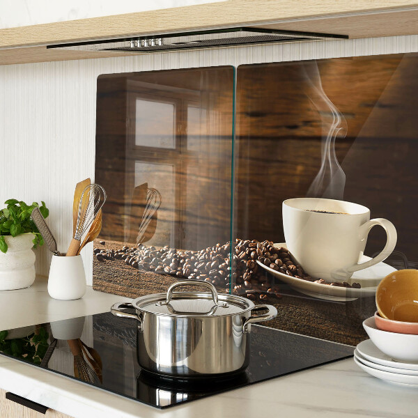 Tagliere in vetro con decorazione a motivo caffè e tazza