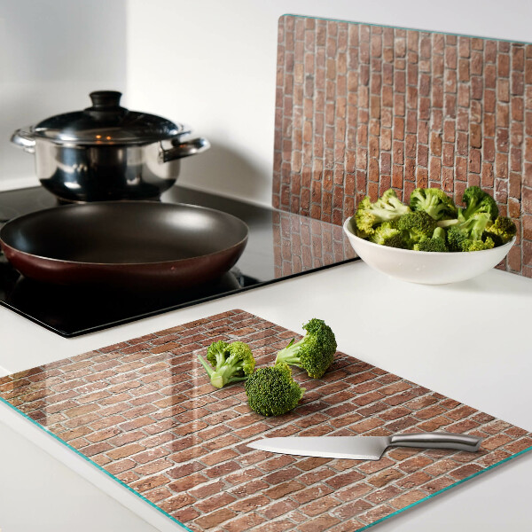 Tagliere in vetro con stampa a motivo di muro di mattoni