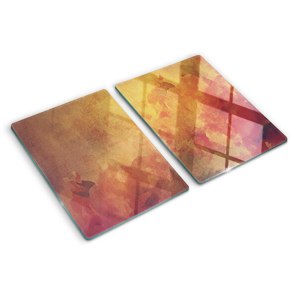 Tagliere in vetro temperato con motivo floreale nei colori pastello