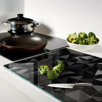 Tagliere in vetro con motivo a poligoni nei toni del nero