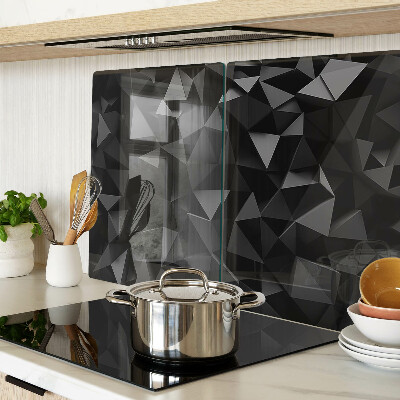 Tagliere in vetro con motivo a poligoni nei toni del nero