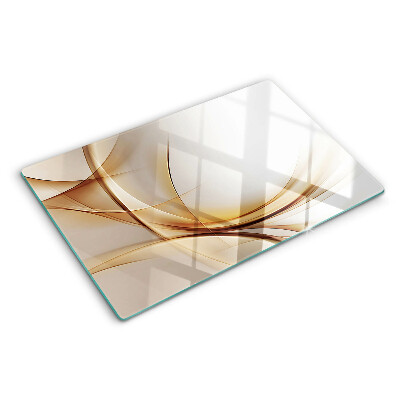 Tagliere in vetro con stampa di onde astratte nei toni del beige