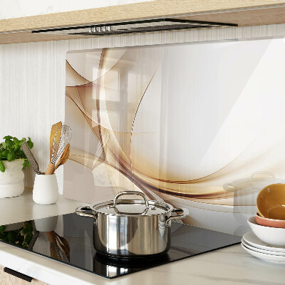 Tagliere in vetro con stampa di onde astratte nei toni del beige