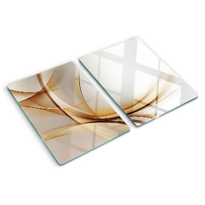 Tagliere in vetro con stampa di onde astratte nei toni del beige