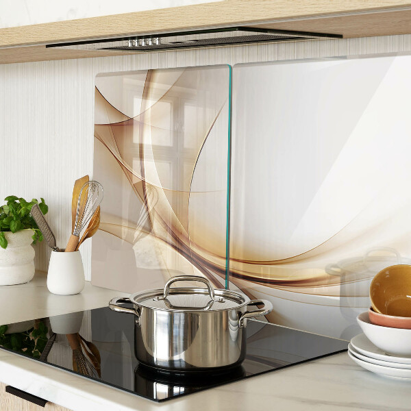 Tagliere in vetro con stampa di onde astratte nei toni del beige