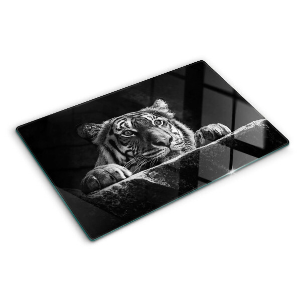 Tagliere in vetro Tigre in stile bianco e nero