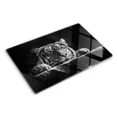 Tagliere in vetro Tigre in stile bianco e nero