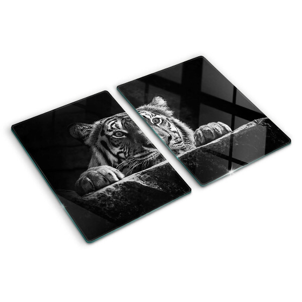 Tagliere in vetro Tigre in stile bianco e nero