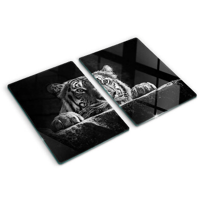 Tagliere in vetro Tigre in stile bianco e nero