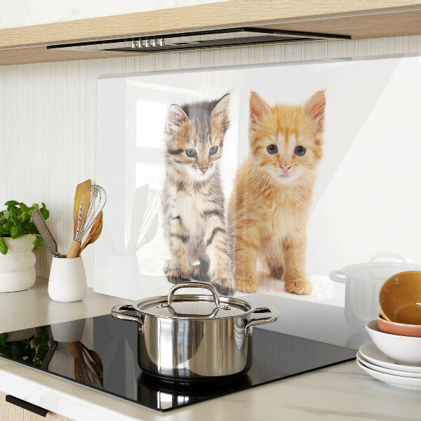 Tagliere in vetro temperato con stampa di gatti su sfondo bianco