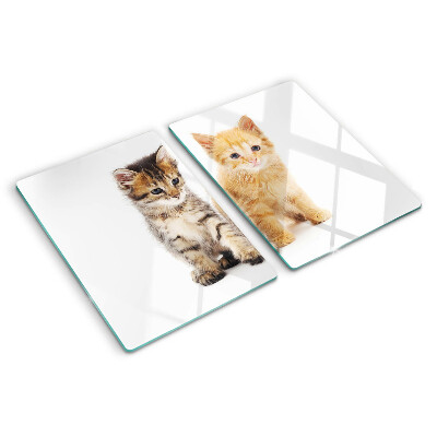 Tagliere in vetro temperato con stampa di gatti su sfondo bianco